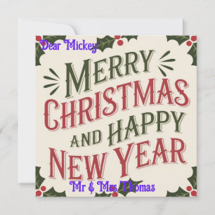 Sweet Vintage Christmas & New Year Holiday Card