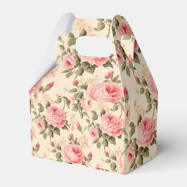 Sweet Vintage English Roses Favor Box (Front Side)