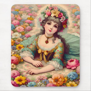 ~ Sweet Vintage Girl Flowers ~ Mousepad