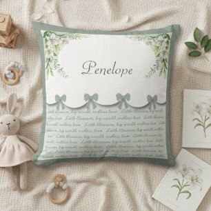 Sweet Vintage Green Floral Baby Girl Nursery Throw Pillow