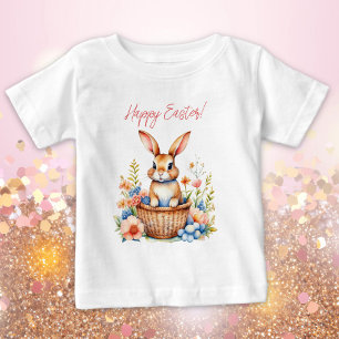 Sweet Vintage Happy Easter Bunny Rabbit  Baby T-Shirt
