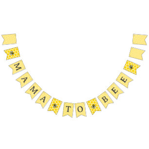 Sweet Vintage Mama To Bee Yellow Baby Shower Bunting Flags