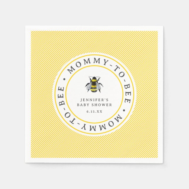 Sweet Vintage Mommy-To-Bee Baby Shower  Napkin (Front)