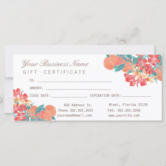 Sweet Vintage Peach Floral Salon (Front)