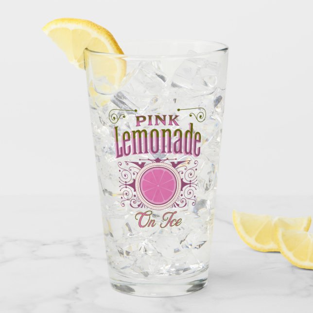 Sweet Vintage Pink Lemonade On Ice Glass (Front Ice)