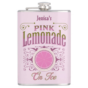 Sweet Vintage Pink Lemonade On Ice Hip Flask