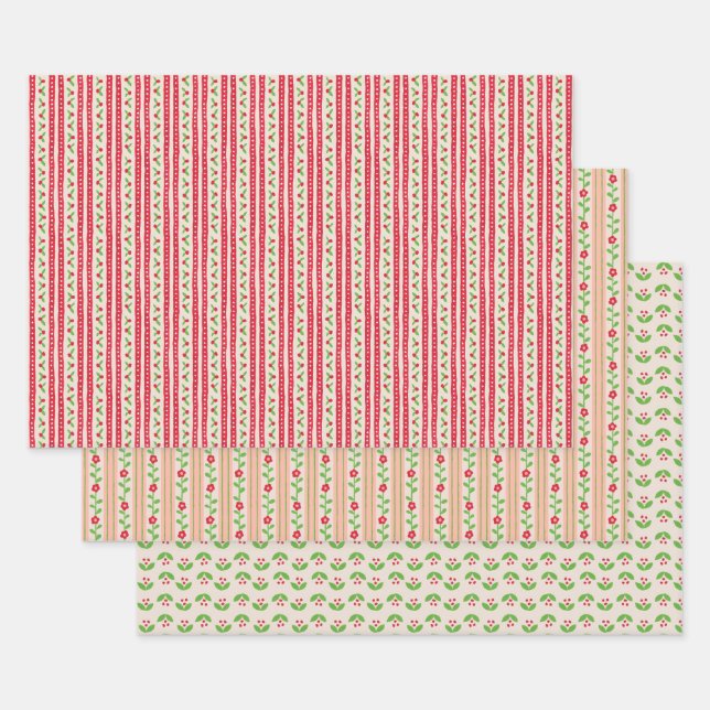 Sweet Vintage Reds Wrapping Paper Sheet (Set)