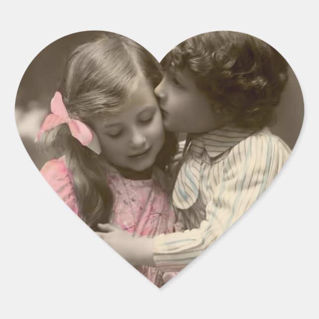 Sweet Vintage Valentine Heart Sticker (Front)