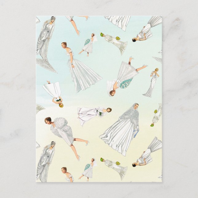 Sweet Vintage Wedding Dresses Pattern Postcard (Front)