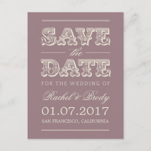 Sweet Vintage Wedding Save The Date - Plum Announcement Postcard