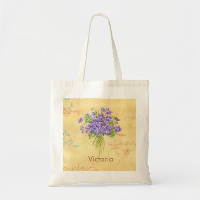 Sweet Violet Bouquet Cotton Tote Bag (Front)
