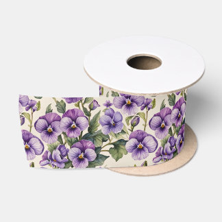Sweet Violets Floral Satin Ribbon