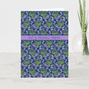 Sweet Violets Mother's Day Card: Welsh Greeting Card