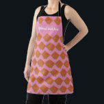Sweet Waffles pattern on custom background shade Apron<br><div class="desc">A romantic brunch or sweet breakfast in bed starts with waffles topped with fresh fruit. This fun graphic has been repeated over a pink background (fully customizable if you would like a different shade) and shows a waffle pair with halved strawberries as a garnish. You can personalize the text or...</div>