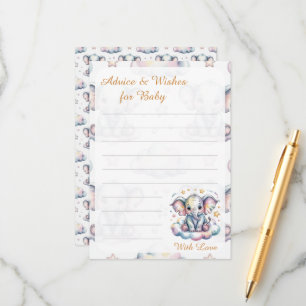 Sweet Watercolor Baby Elephant Advice for Baby Car Card