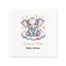 Sweet Watercolor Baby Elephant Boy Baby Shower Nap