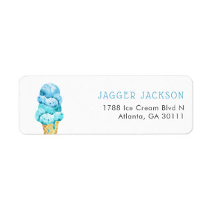 Sweet Watercolor Blue Ice Cream Adresse de retour