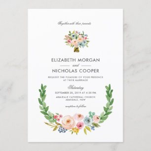 Sweet Watercolor Bouquet   Invitation
