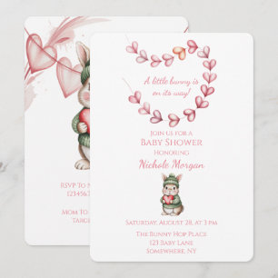 Sweet Watercolor Bunny Baby Shower  Invitation