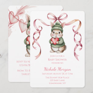 Sweet Watercolor Bunny Baby Shower  Invitation