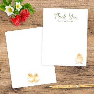 Sweet Watercolor Chick Baby Shower  Thank You Card