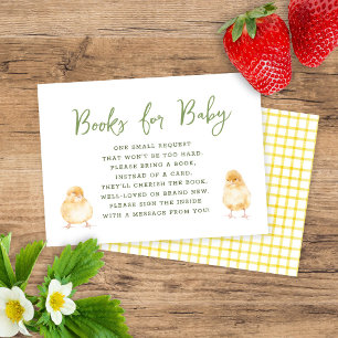 Sweet Watercolor Chicks Books For Baby Shower Enclosure Card