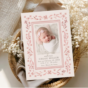 Sweet Watercolor Floral Birth Announcement