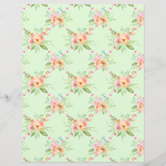 Sweet Watercolor Flowers Scrapbook Paper Sheet