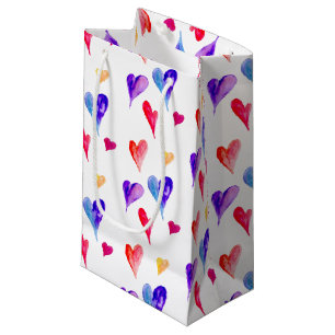sweet watercolor hearts valentine's day cute small gift bag