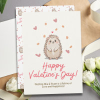 Sweet Watercolor Hedgehog Valentine's Day