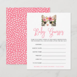 Sweet Watercolor Kitty Baby Shower Guessing Game