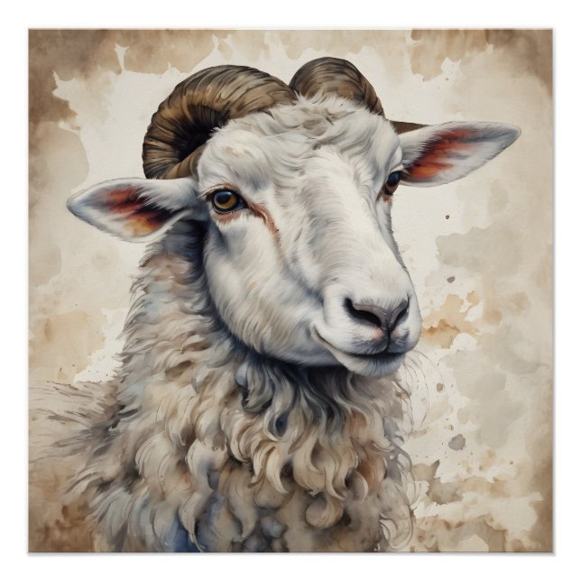 Sweet Watercolor Lamb Art Print (Front)