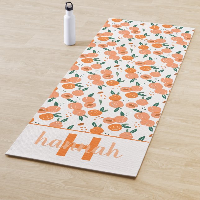 Sweet Watercolor Peach Pattern | Monogram Yoga Mat (In Situ)