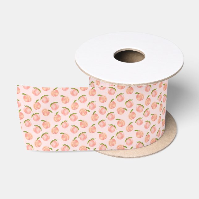 Sweet Watercolor Peach Pattern Satin Ribbon (Spool)