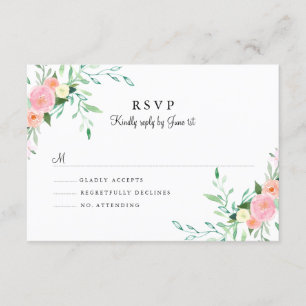 Sweet Watercolor Pink Peach Wedding RSVP