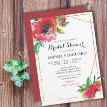 Sweet Watercolor Poppy Floral Bridal Shower Invite