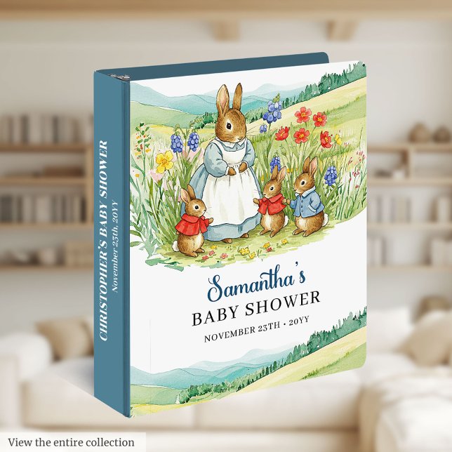 Sweet Watercolor Rabbit Baby Shower Photo Binder (Sweet Watercolor Rabbit Baby Shower Photo Binder)