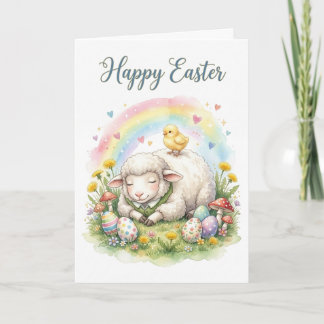 Sweet Watercolor Sheep Easter Card