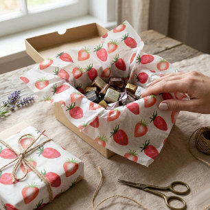 Sweet Watercolor Strawberries Tissue Paper