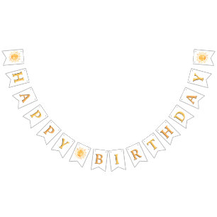 Sweet Watercolor Sun Happy Birthday Bunting Flags