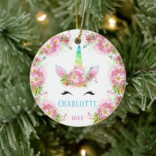 Sweet Watercolor Unicorn Christmas Ornament
