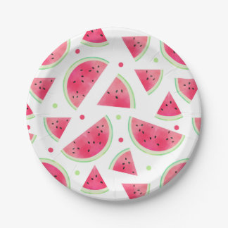Sweet Watercolor Watermelon Pattern Paper Plate
