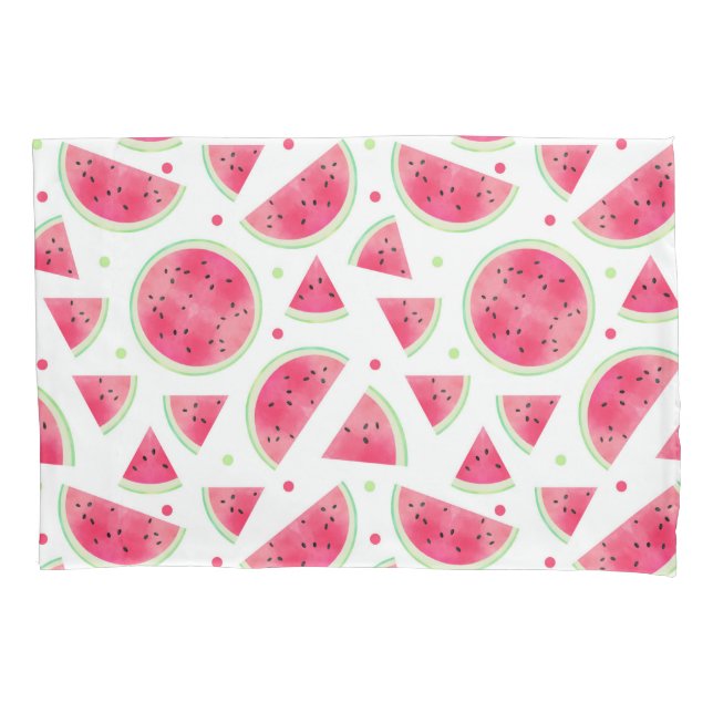 Sweet Watercolor Watermelon Pattern Pillowcase (Front)