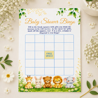 Sweet Watercolor Woodland Animals Baby Bingo Game