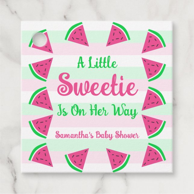 Sweet Watermelon Baby Shower Favour Tags (Front)