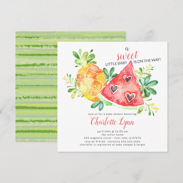 Sweet Watermelon Baby shower Invitation (Devant / Derrière)