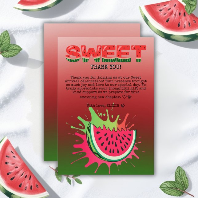 Sweet Watermelon Baby Shower Thank You Card (Creator Uploaded)