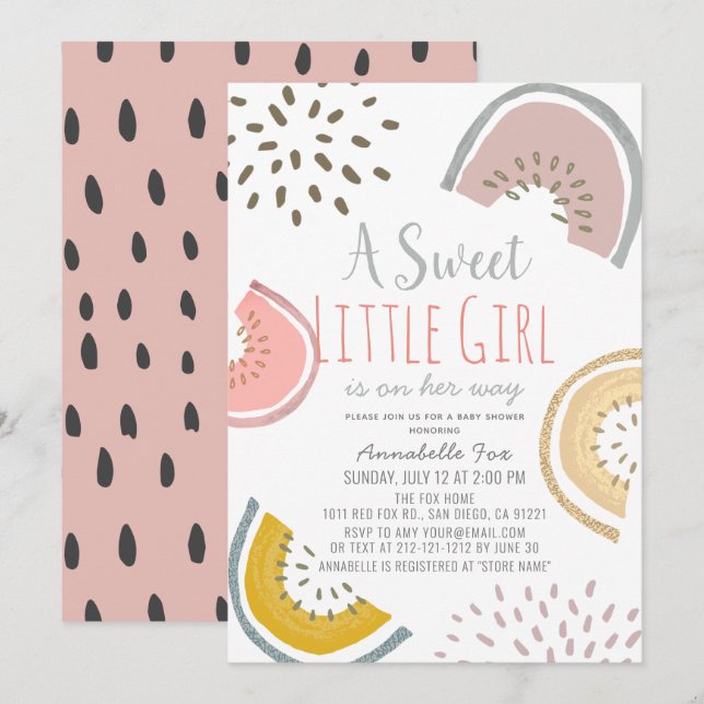 Sweet Watermelon Boho Baby Shower Invitation (Front/Back)