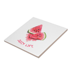 Sweet Watermelon Funny Ceramic Tile - Custom Text