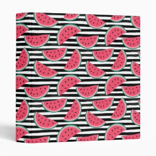 Sweet Watermelon on Stripes Black & White Pattern Binder